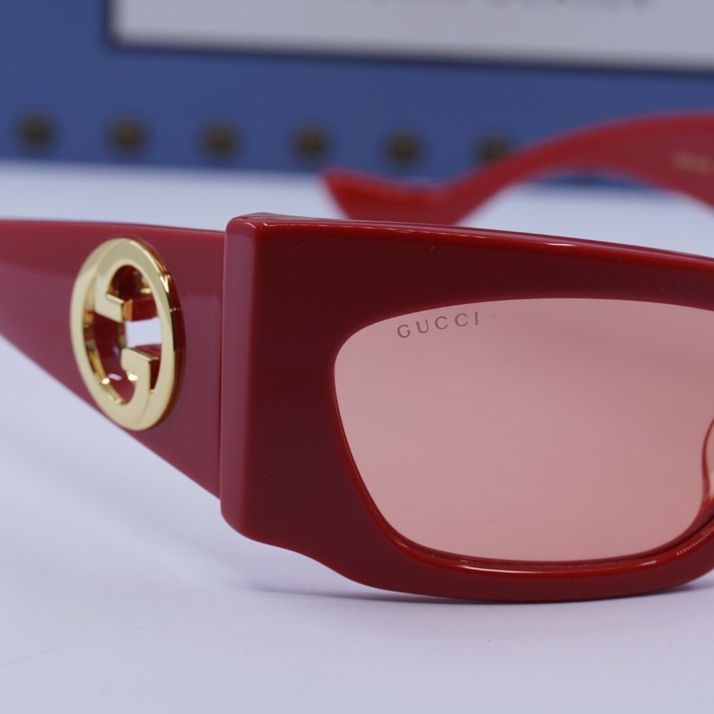 🕶️ New Gucci GG1412S 004 Sunglasses - Red Frame, Red Lenses - Picture 3 of 12